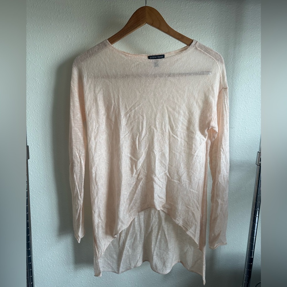 Eileen Fisher Wool and Tencel Peach Sweater